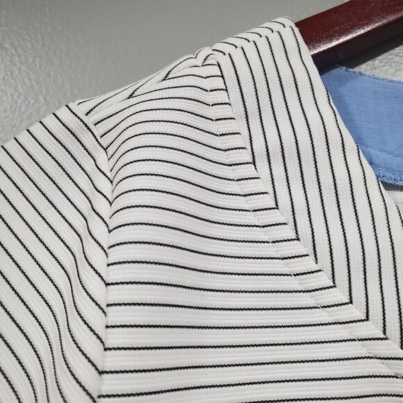 Doe & Rae Women's Short Flutter Sleeve Round Neck Striped Color Block Dress Sz L - Picture 12 of 13